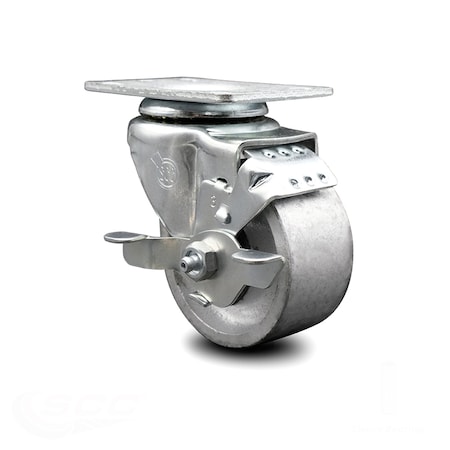 Service Caster 3 Inch Semi Steel Wheel Swivel Top Plate Caster with Brake SCC-20S314-SSS-TLB